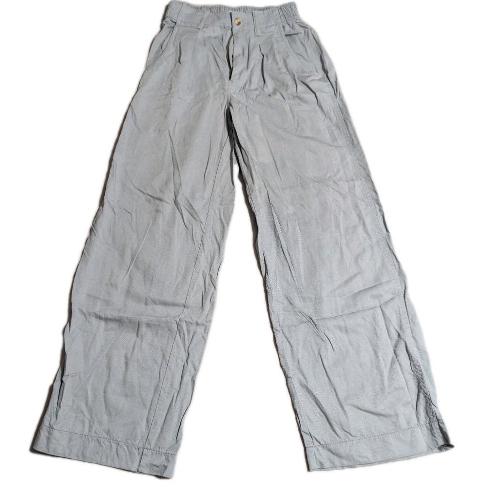 Madewell The Neale Straight Leg Pant Womens 0 Blue Drapeweave Pleated Wide Leg